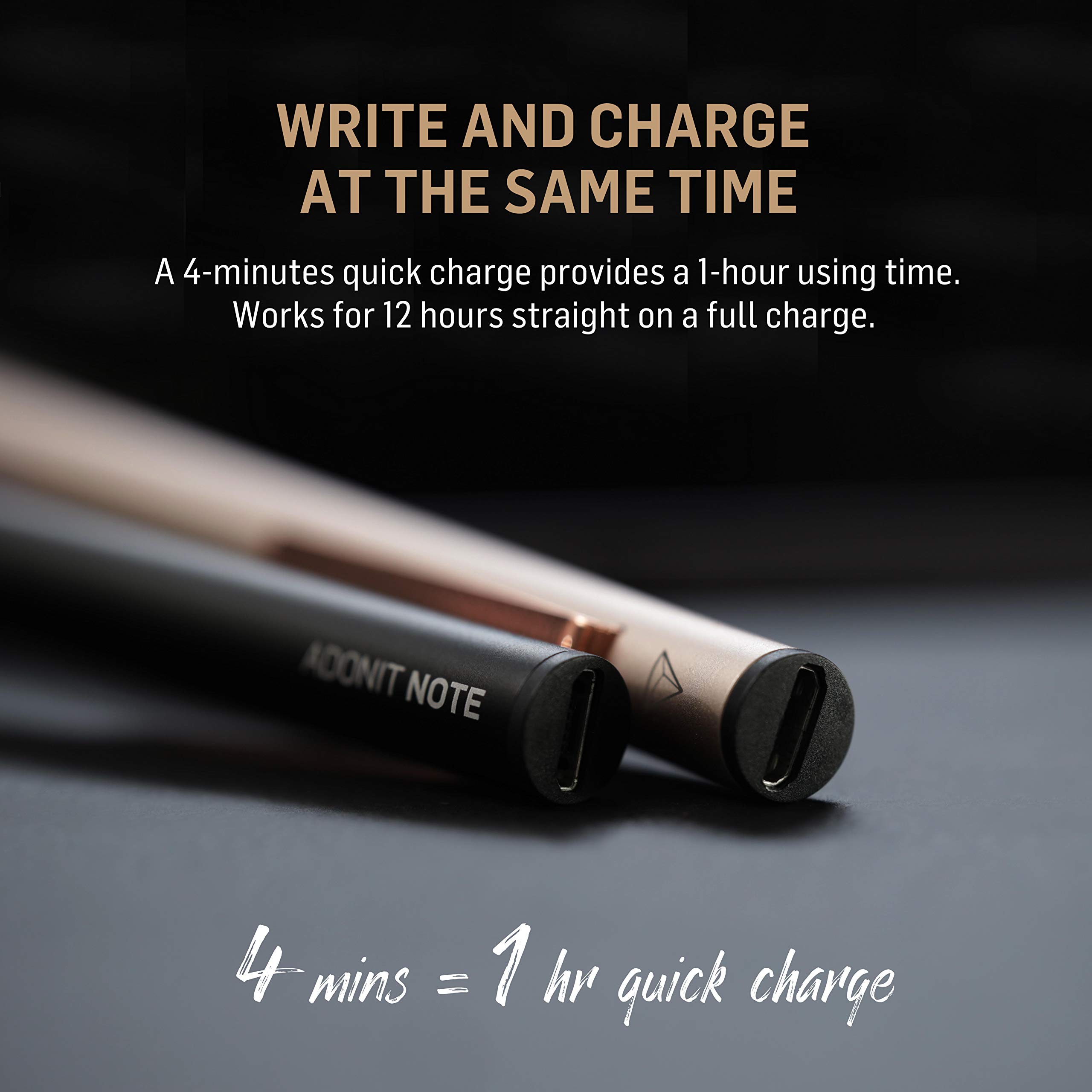 Caneta Adonit Note sem clipe (preta) Stylus de rejeição de palma